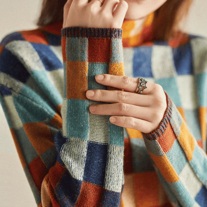 Weicher Cashmere Sweater Patchwork Turtleneck Warm - BerlinGlamour