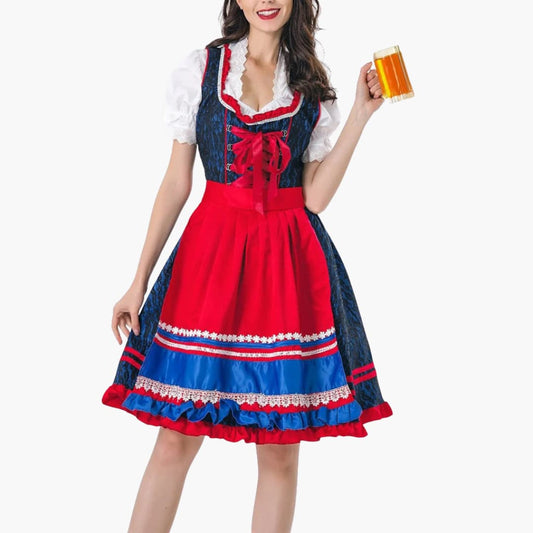 Damen Dirndl Kleid mit Schnürung und Schürze