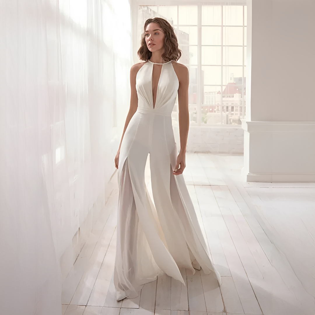 Damen-Overall V-Ausschnitt Stilvoll Trendy - BerlinGlamour