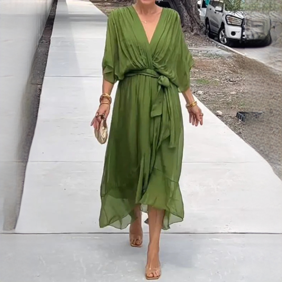 Elegantes V-Ausschnitt Kleid Damen Stilvoll