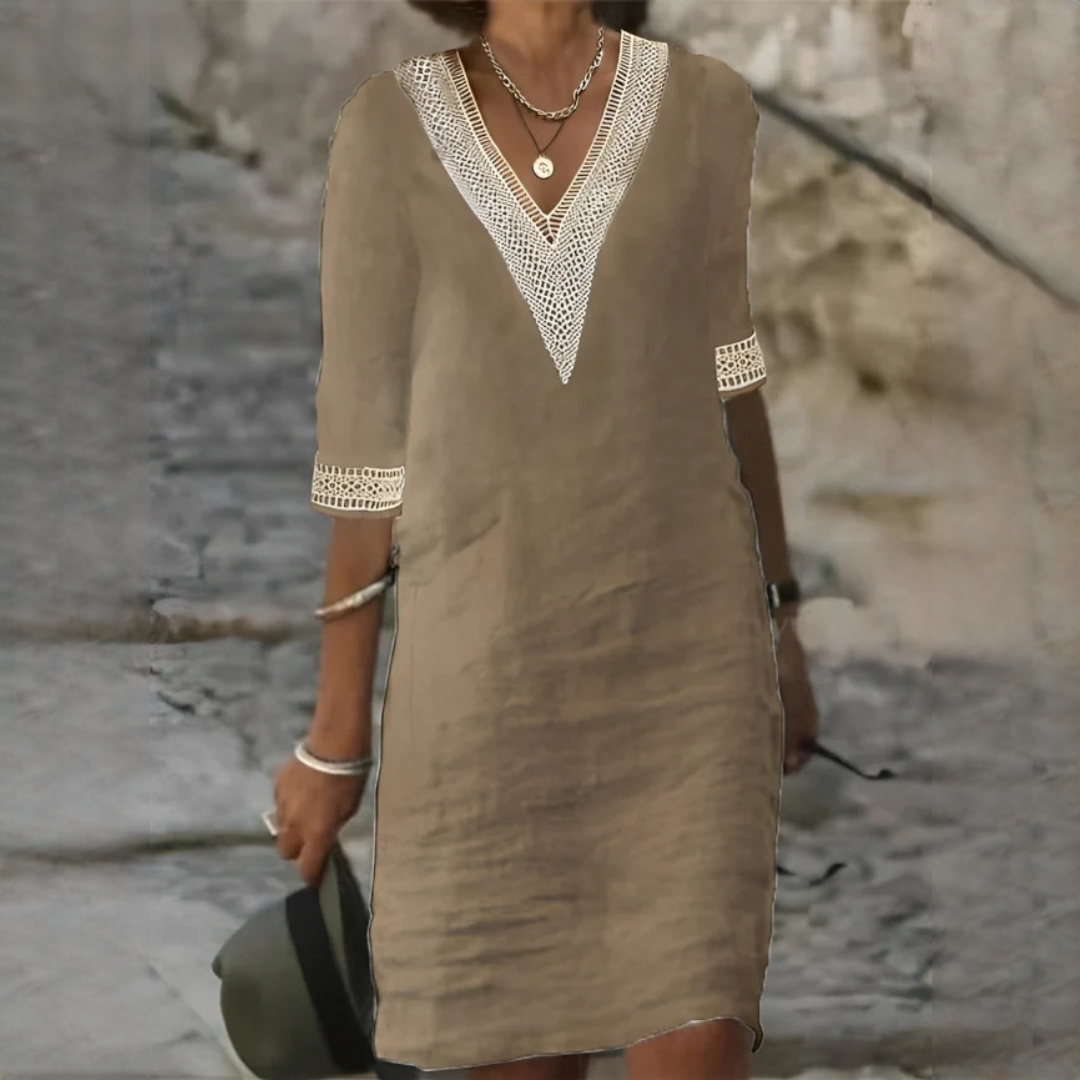 Sommerkleid Damen Elegant V-Ausschnitt Kurz