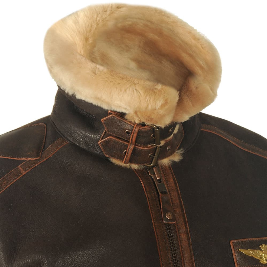 Leder Pilotenjacke Stilvoll Schwarz