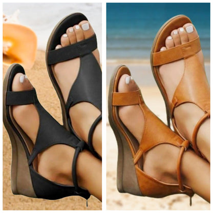 Orthopädische Sandalen Damen Leder Komfort Absatz