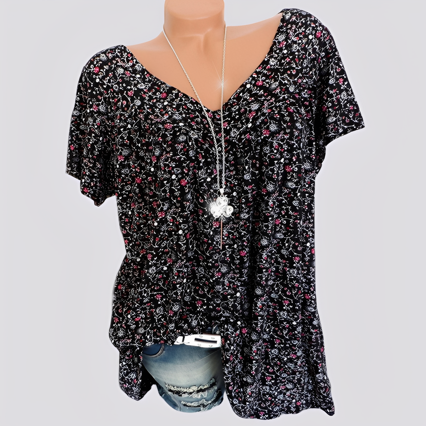 Damenbluse Blumenmuster Lockere Passform Sommer