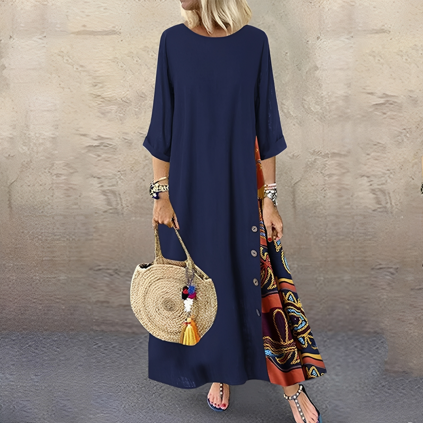 Elegantes Damenkleid Blumenmuster Sommer