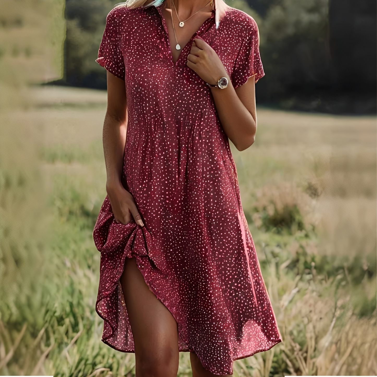 Damenkleid Kurzärmelig Elegantes Sommerkleid