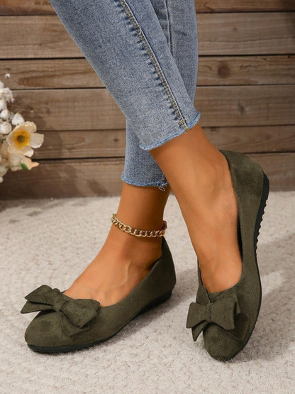 Damen Schuhe Flach Orthopädisch Bequem mit Schleife - BerlinGlamour