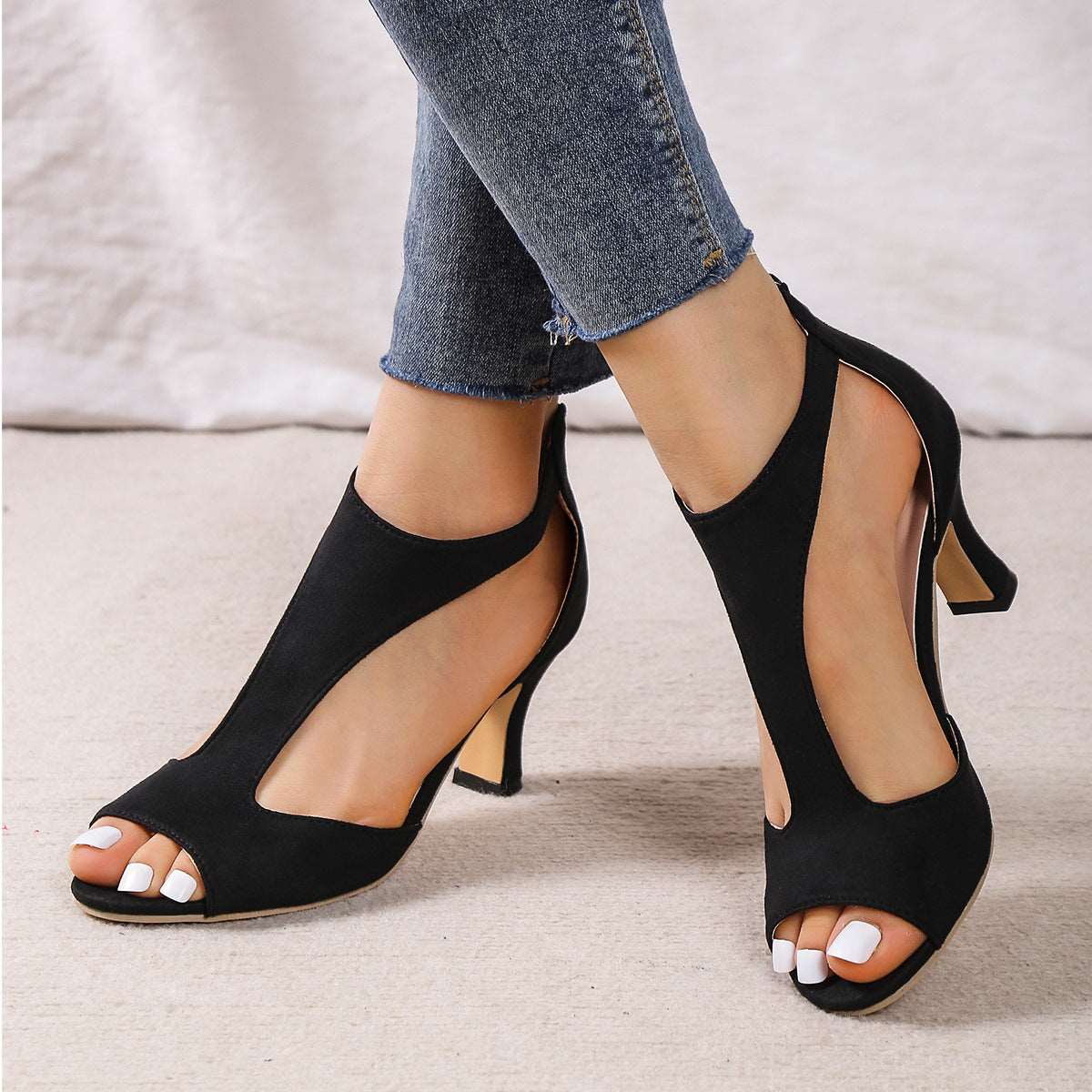 Damen Sandalen 4cm Absatz Elegant Hochzeitsschuhe