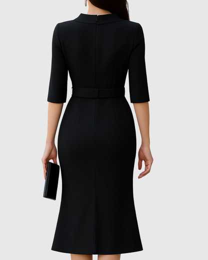 Elegante Midi Robe Minimalistisch Damenkleid