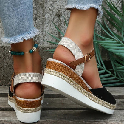 Vintage Sandalen Wedge Heels Damen Schuhe