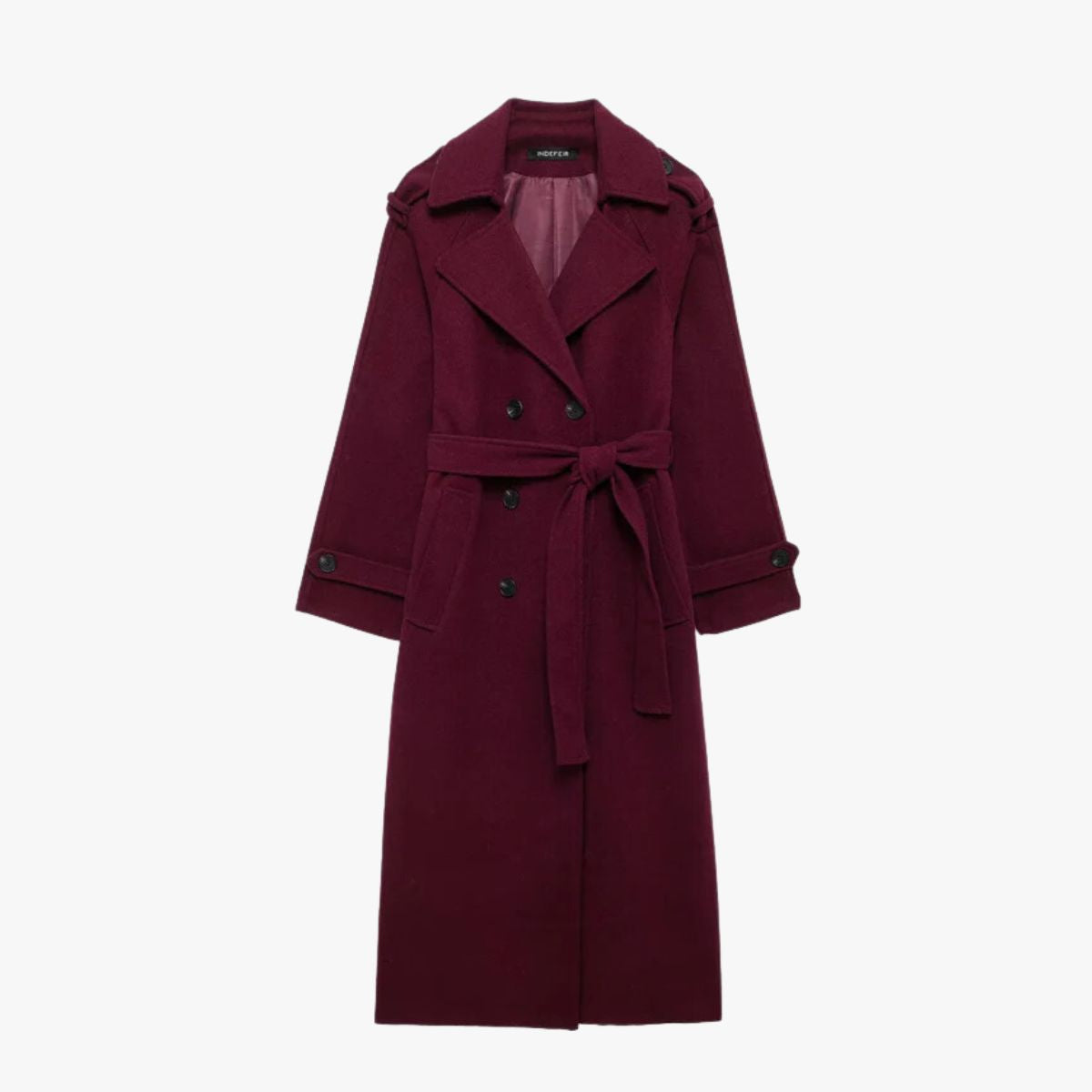 Trenchcoat Damen Bordeaux Rot Elegantes Design - BerlinGlamour