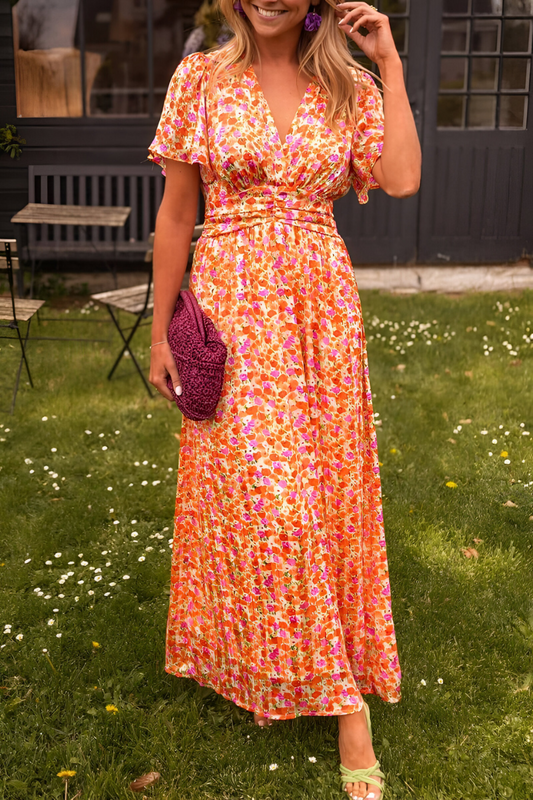 Elegantes Maxikleid V-Ausschnitt Damenkleid Lang - BerlinGlamour