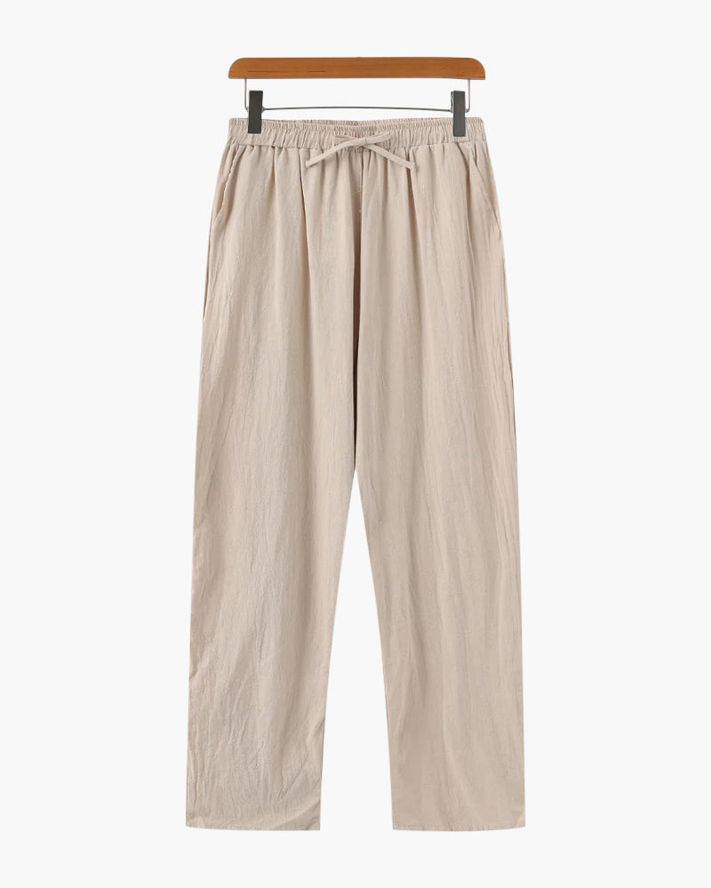 Sommer Outfit 3-teilig mit Streifenhemd Leinenhose und Loafers