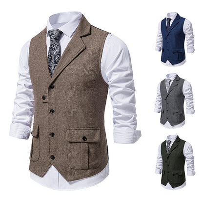 Herren Weste Elegant mit Seitentaschen Baumwolle