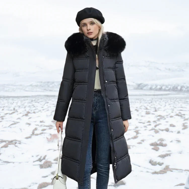 Luxus Winterjacke Damen Modern Schwarz
