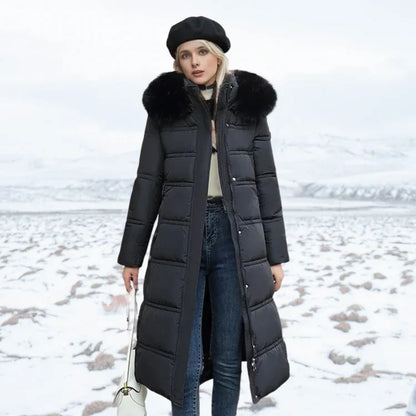Luxus Winterjacke Damen Modern Schwarz