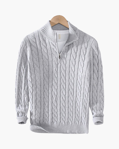 Herren 3-teiliges Set Grau Zopf Muster Pullover Hose Schuhe