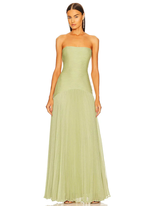 Grünes Maxikleid Damen Exklusiv Lang Elegant - BerlinGlamour