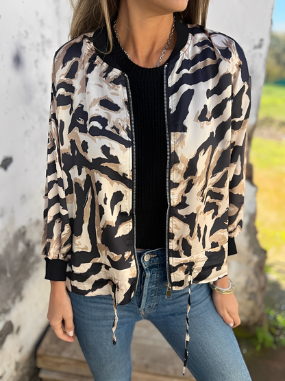 Moderne Damenjacke Reißverschluss Schwarz Eleganz