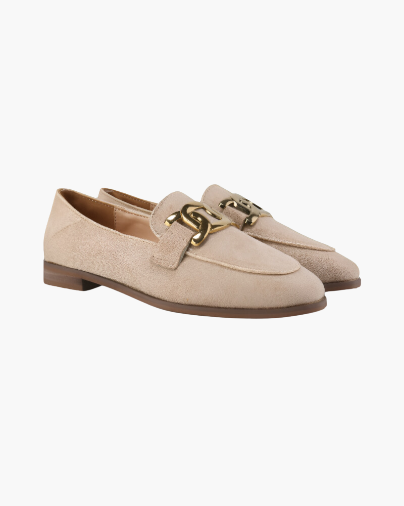 Elegante Damen Loafer aus Wildleder Gold - BerlinGlamour