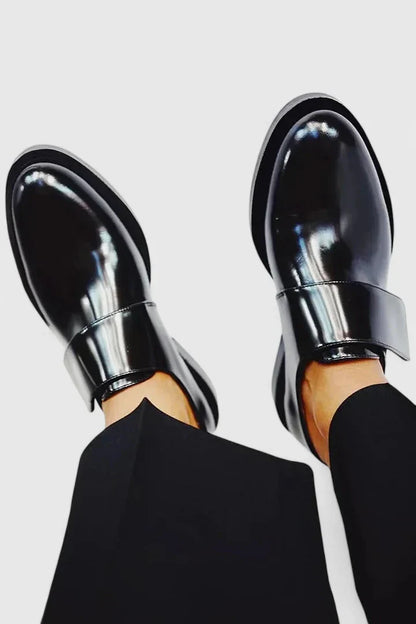 Herrenschuhe Slip-On Elegant Leder Schwarz