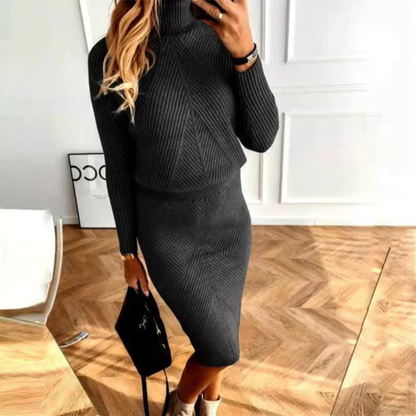 Damen Sweaterkleid Bequem Stilvoll Midi Lang - BerlinGlamour