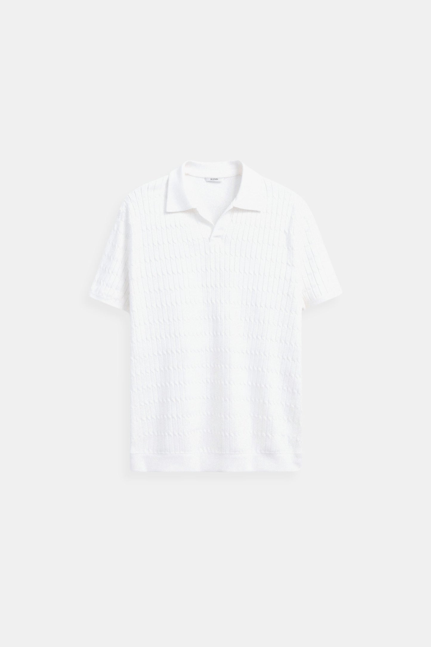 Weißes Poloshirt Strick mit Struktur Optik - BerlinGlamour