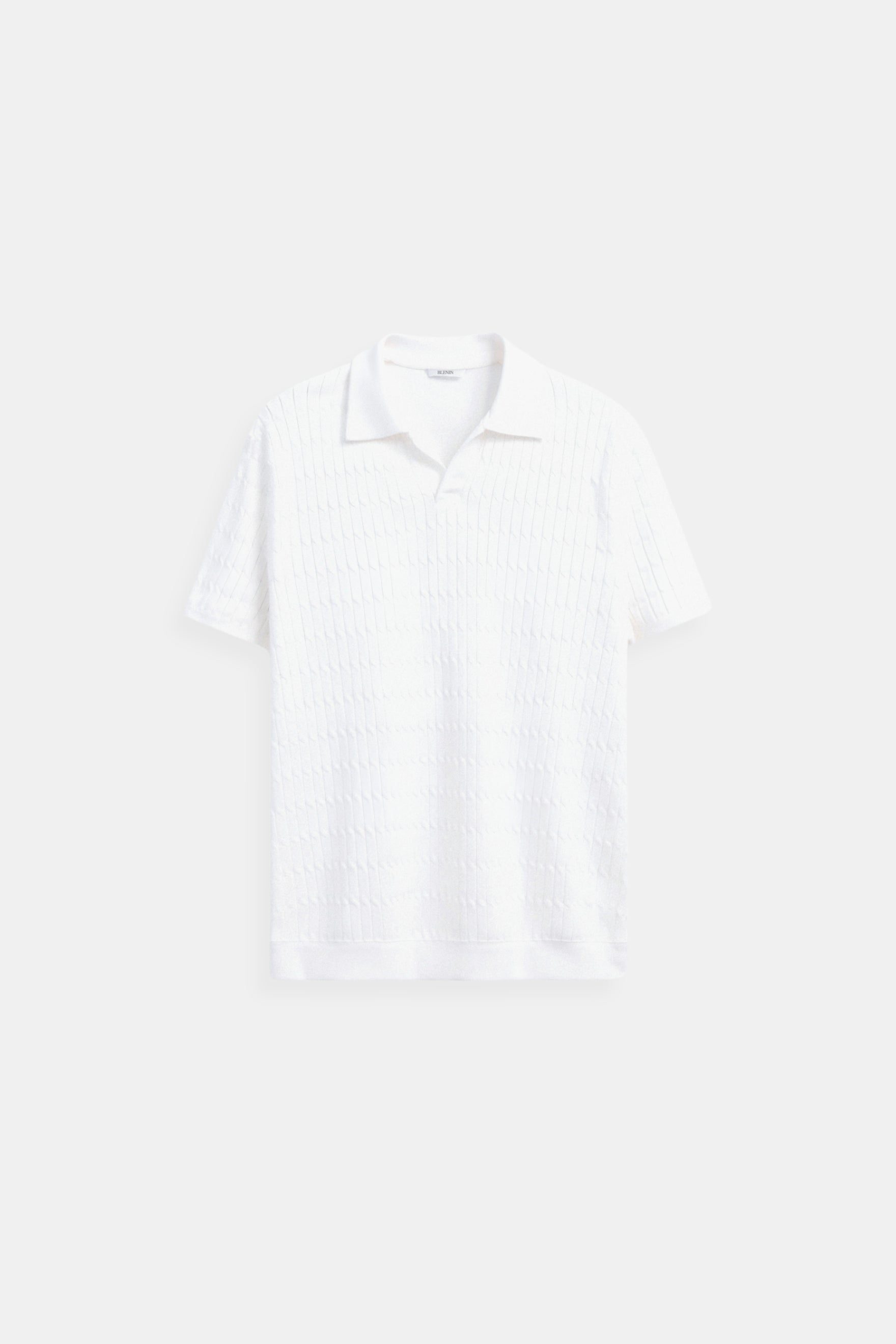 Weißes Poloshirt Strick mit Struktur Optik - BerlinGlamour