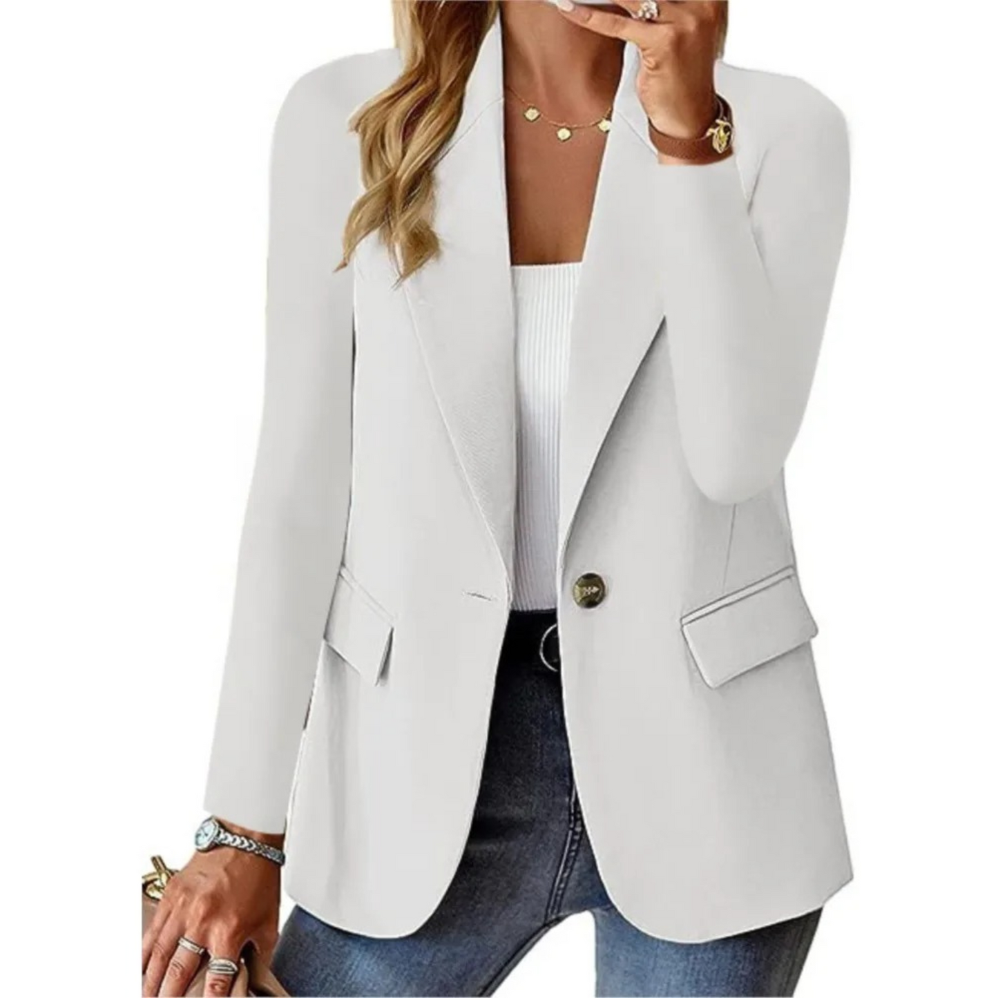 Damen Blazer Langärmlig Slim Fit Schwarz