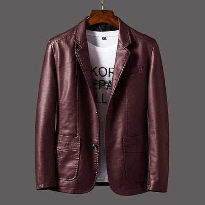 Lederblazer Herren Modern Slimfit Schwarz