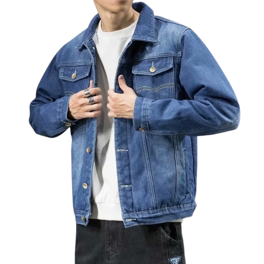Herren Jeansjacke Winter Stilvoll Schwarz