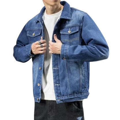 Herren Jeansjacke Winter Stilvoll Schwarz