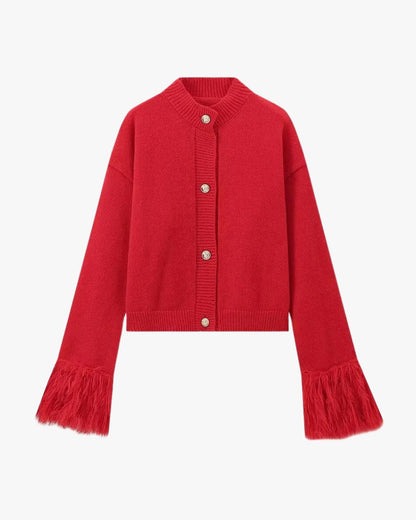 Strickjacke Damen mit Knöpfen und Puffärmeln - BerlinGlamour