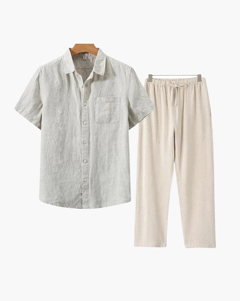 Herren Leinen-Anzug Kurzarm Sommer Set Modern - BerlinGlamour