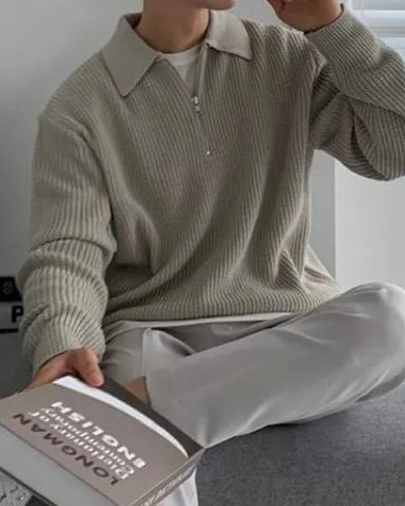 Herren Strickpullover Polokragen Gerippt Warm