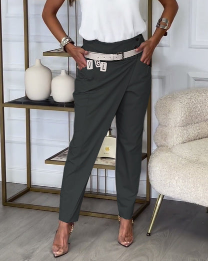 Modische Damen-Hose Patchwork Einfarbig