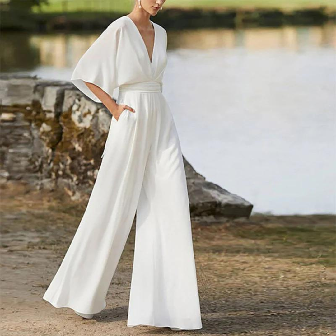 Eleganter Damen Jumpsuit mit Halben Ärmeln Modern - BerlinGlamour