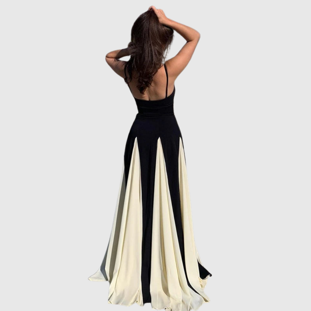 Elegantes Maxikleid mit Ausschnitt und Ruffles