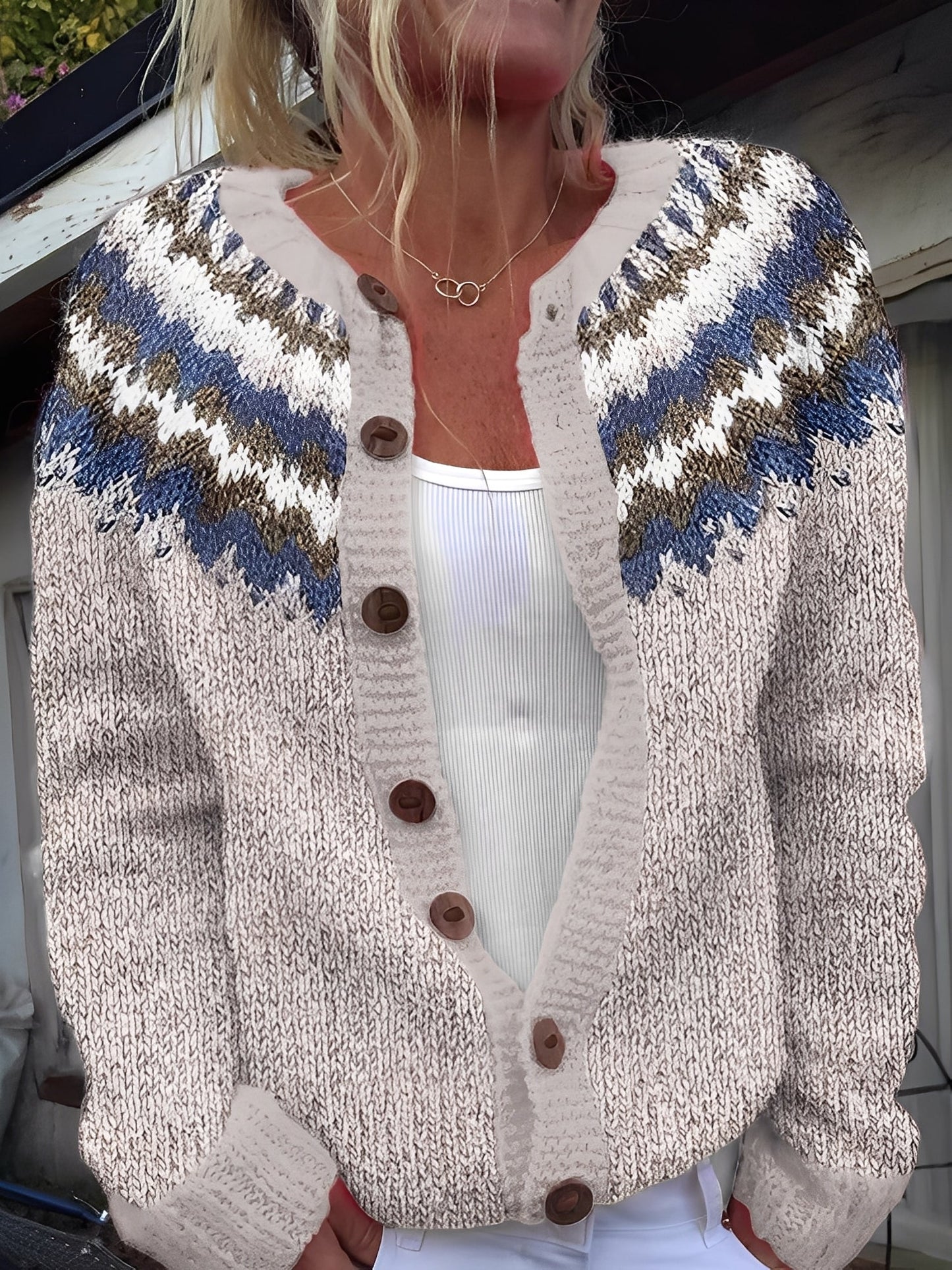 Damenstrickjacke Elegante Mit Knöpfen Modern - BerlinGlamour