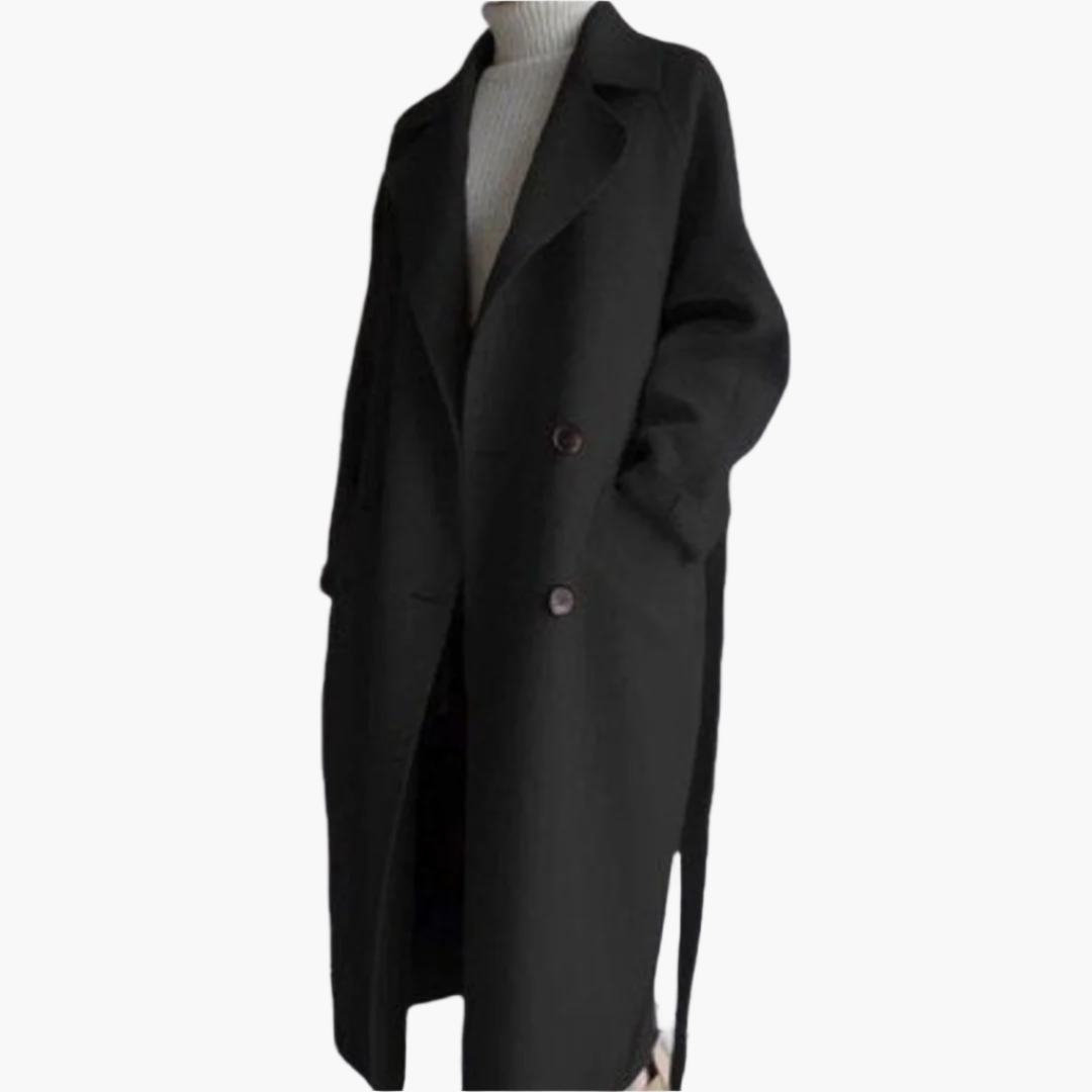 Damen Wintermantel Elegant Wickelmantel Lang