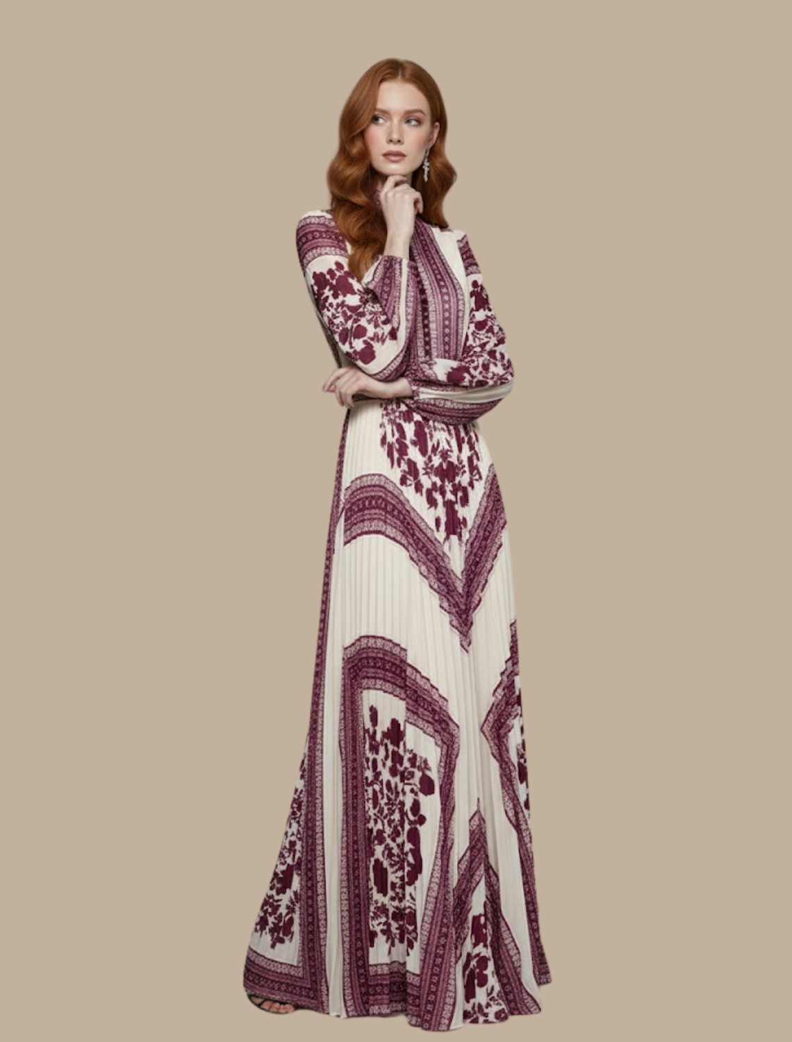 Damen Maxi-Kleid Plissiert Abendkleid Lang - BerlinGlamour