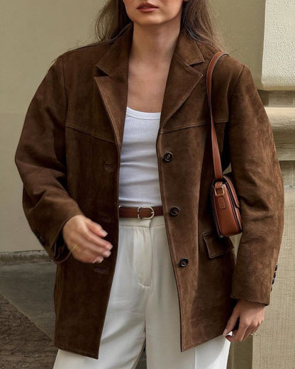 Lederblazer Damen Wildleder Elegant - BerlinGlamour