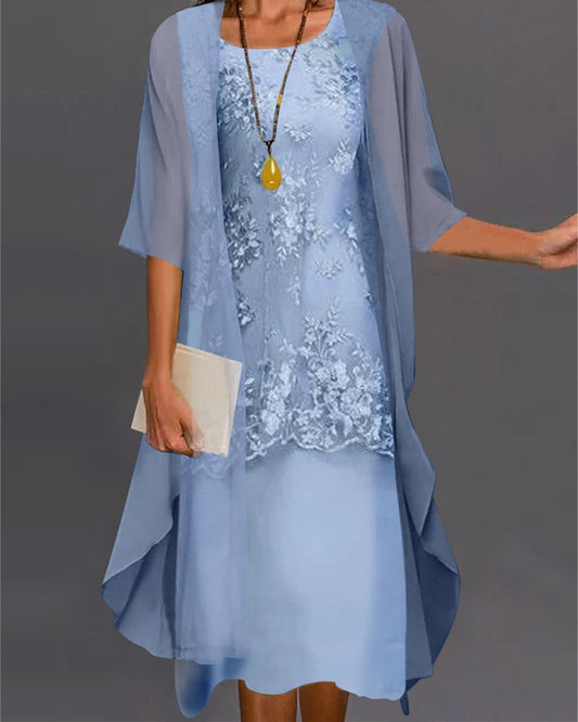 Elegantes Chiffon Kleid Zwei Teile Abendkleid Damen - BerlinGlamour