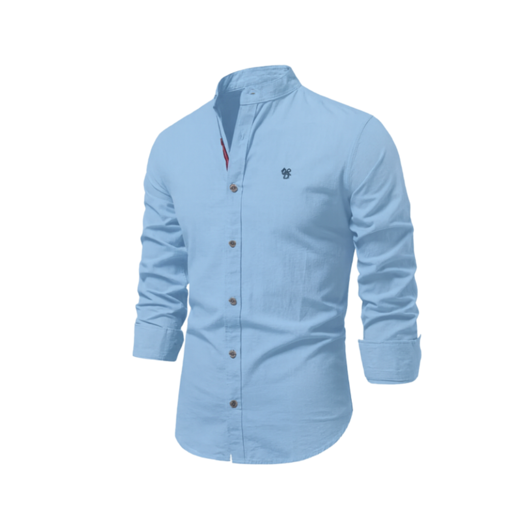 Herren Hemd Frühling Leicht Blau Knöpfe