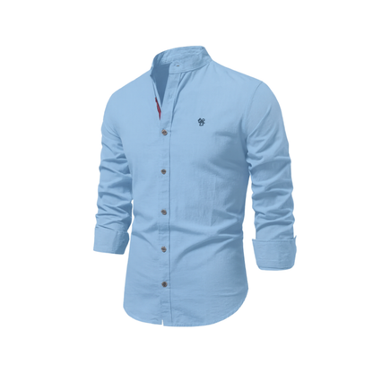 Herren Hemd Frühling Leicht Blau Knöpfe