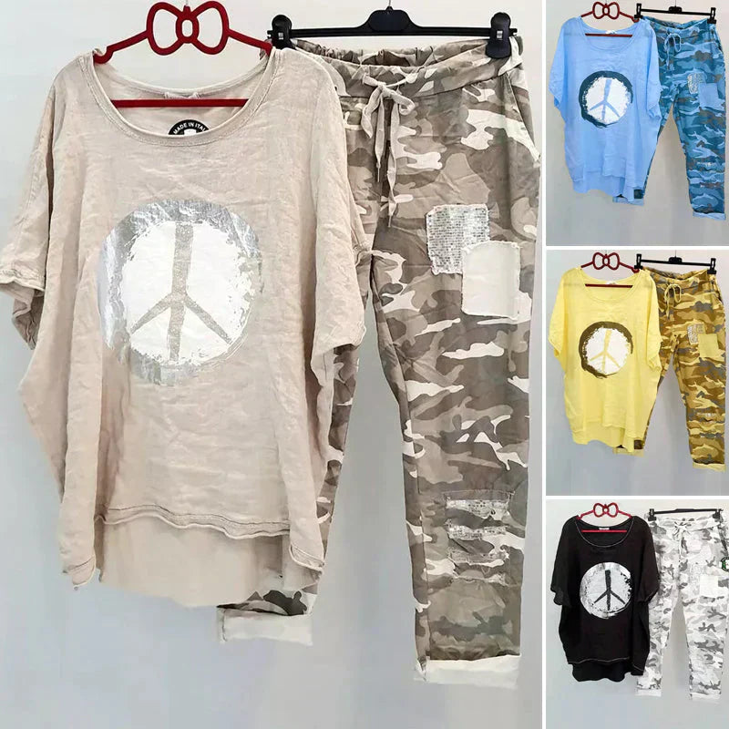 Zweiteiliges Damenoutfit Camouflage Modern Trendy - BerlinGlamour