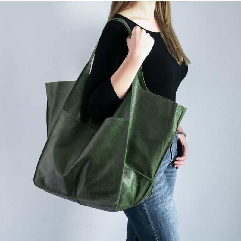 Große Leder-Handtaschen Damen Reise Tasche