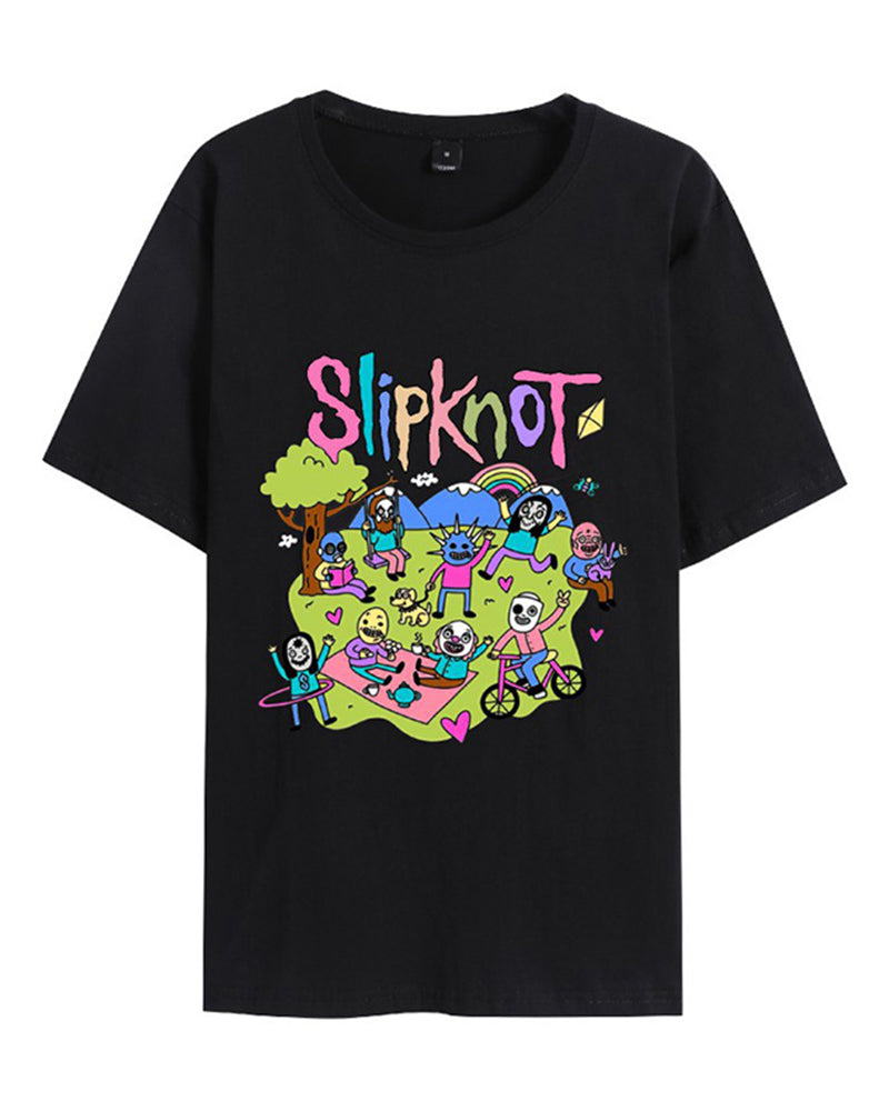 Schwarzes Slipknot Band T-Shirt Männer