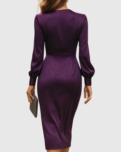 Elegantes Wickelkleid Damen mit Verstellbarem Bund