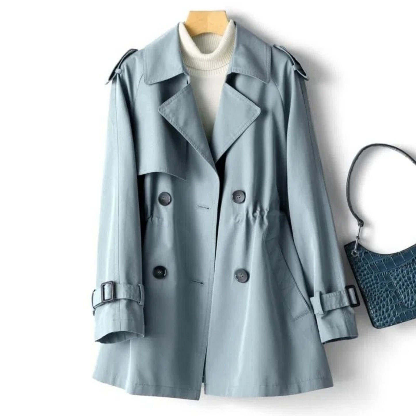 Damen Trenchcoat Lässig Modern Wasserabweisend